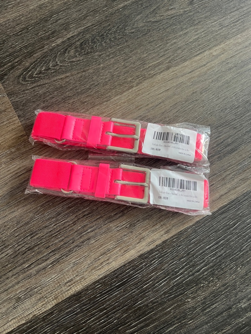 New 2 pack Baseball Neon Pink Elastic Belt with Silver Buckle
